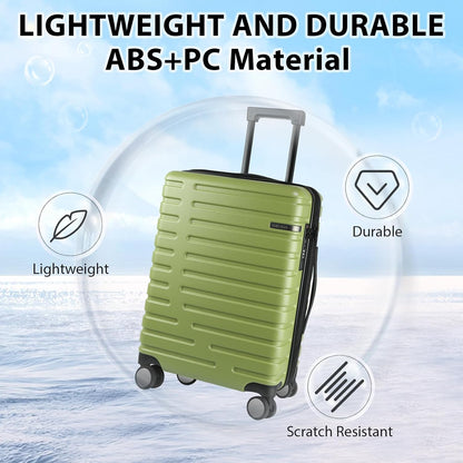 Carry On Luggage with Spinner Wheels, Hard Shell Carry-On Expandable Suitcase 21x14x9 Airline Approved & Built-in TSA Lock, Durable Travel Rolling Suitcase, Carry-On 20-Inch, Lake Blue