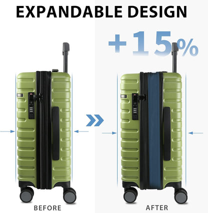 Carry On Luggage with Spinner Wheels, Hard Shell Carry-On Expandable Suitcase 21x14x9 Airline Approved & Built-in TSA Lock, Durable Travel Rolling Suitcase, Carry-On 20-Inch, Lake Blue