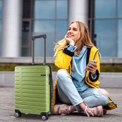 Carry On Luggage with Spinner Wheels, Hard Shell Carry-On Expandable Suitcase 21x14x9 Airline Approved & Built-in TSA Lock, Durable Travel Rolling Suitcase, Carry-On 20-Inch, Lake Blue