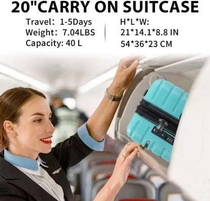 Carry On Luggage with Spinner Wheels, Hard Shell Carry-On Expandable Suitcase 21x14x9 Airline Approved & Built-in TSA Lock, Durable Travel Rolling Suitcase, Carry-On 20-Inch, Lake Blue
