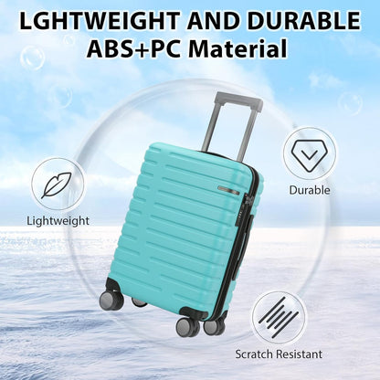 Carry On Luggage with Spinner Wheels, Hard Shell Carry-On Expandable Suitcase 21x14x9 Airline Approved & Built-in TSA Lock, Durable Travel Rolling Suitcase, Carry-On 20-Inch, Lake Blue