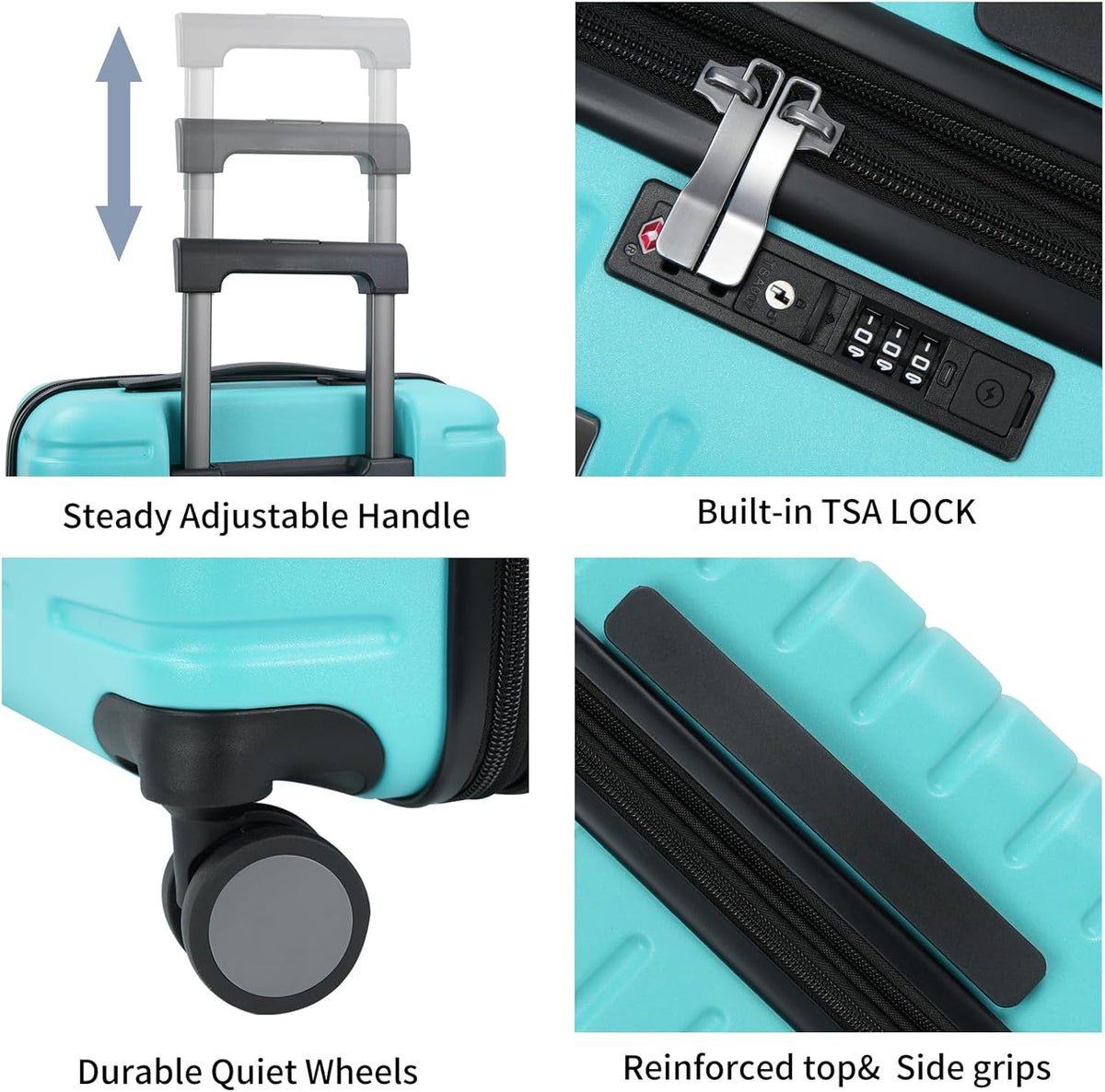 Carry On Luggage with Spinner Wheels, Hard Shell Carry-On Expandable Suitcase 21x14x9 Airline Approved & Built-in TSA Lock, Durable Travel Rolling Suitcase, Carry-On 20-Inch, Lake Blue