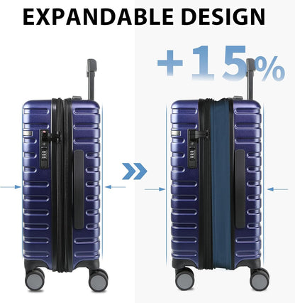 Carry On Luggage with Spinner Wheels, Hard Shell Carry-On Expandable Suitcase 21x14x9 Airline Approved & Built-in TSA Lock, Durable Travel Rolling Suitcase, Carry-On 20-Inch, Lake Blue