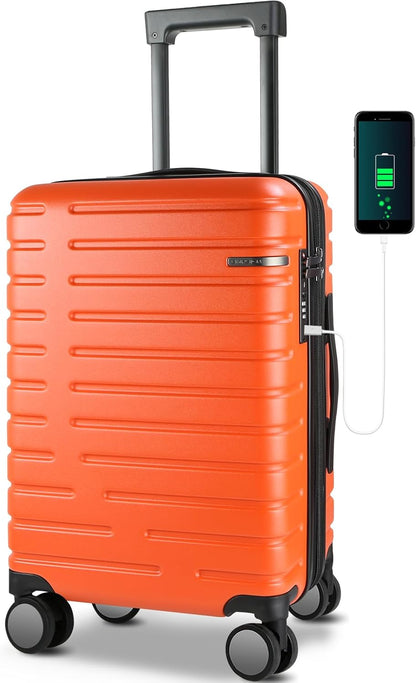 Carry On Luggage with Spinner Wheels, Hard Shell Carry-On Expandable Suitcase 21x14x9 Airline Approved & Built-in TSA Lock, Durable Travel Rolling Suitcase, Carry-On 20-Inch, Lake Blue
