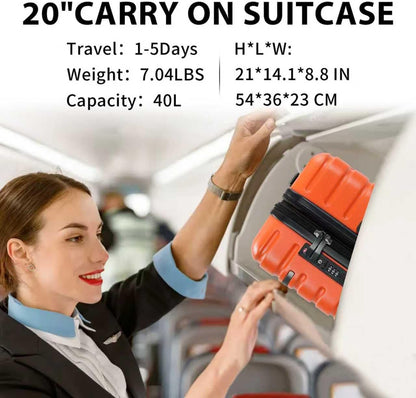 Carry On Luggage with Spinner Wheels, Hard Shell Carry-On Expandable Suitcase 21x14x9 Airline Approved & Built-in TSA Lock, Durable Travel Rolling Suitcase, Carry-On 20-Inch, Lake Blue