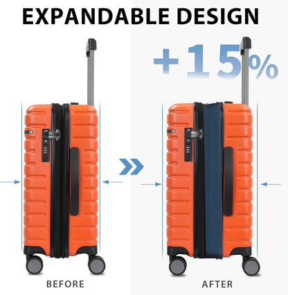 Carry On Luggage with Spinner Wheels, Hard Shell Carry-On Expandable Suitcase 21x14x9 Airline Approved & Built-in TSA Lock, Durable Travel Rolling Suitcase, Carry-On 20-Inch, Lake Blue