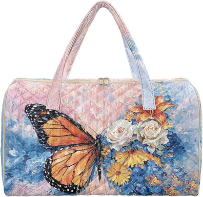 Black Cat Quilted Tote Bag Duffle Bags For Women Travel Quilt Sling Shoulder Bag Large Overnight Hobo Handbag for Work Gym Sport