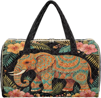Black Cat Quilted Tote Bag Duffle Bags For Women Travel Quilt Sling Shoulder Bag Large Overnight Hobo Handbag for Work Gym Sport