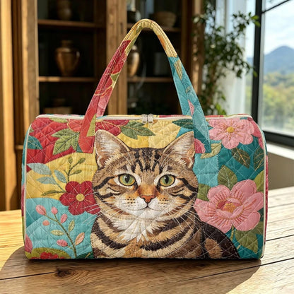Black Cat Quilted Tote Bag Duffle Bags For Women Travel Quilt Sling Shoulder Bag Large Overnight Hobo Handbag for Work Gym Sport