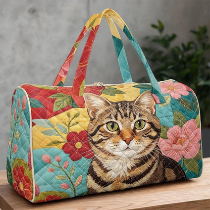 Black Cat Quilted Tote Bag Duffle Bags For Women Travel Quilt Sling Shoulder Bag Large Overnight Hobo Handbag for Work Gym Sport
