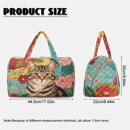 Black Cat Quilted Tote Bag Duffle Bags For Women Travel Quilt Sling Shoulder Bag Large Overnight Hobo Handbag for Work Gym Sport