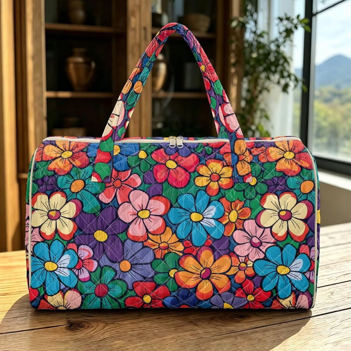 Black Cat Quilted Tote Bag Duffle Bags For Women Travel Quilt Sling Shoulder Bag Large Overnight Hobo Handbag for Work Gym Sport