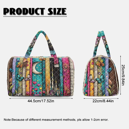 Black Cat Quilted Tote Bag Duffle Bags For Women Travel Quilt Sling Shoulder Bag Large Overnight Hobo Handbag for Work Gym Sport