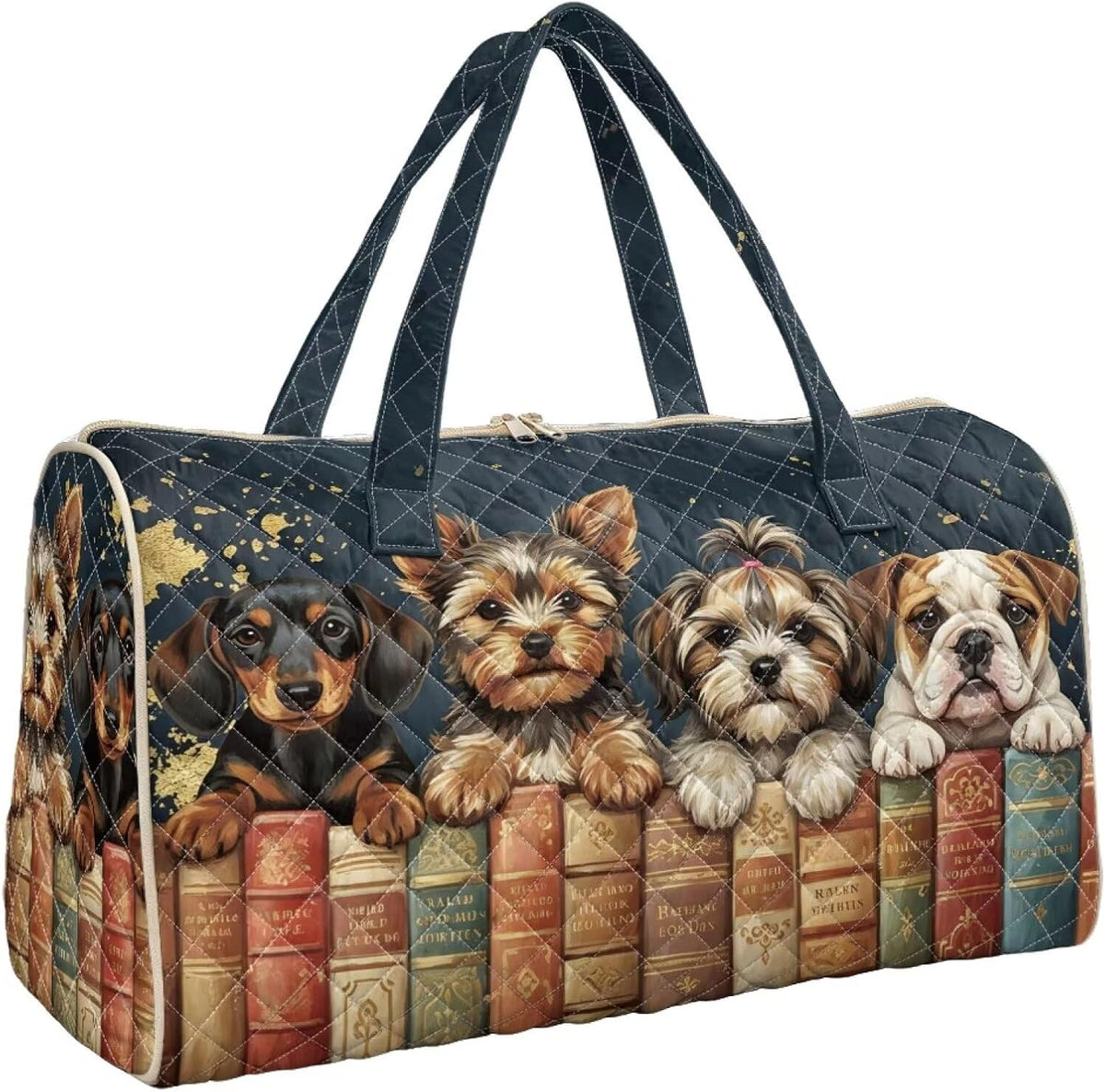 Black Cat Quilted Tote Bag Duffle Bags For Women Travel Quilt Sling Shoulder Bag Large Overnight Hobo Handbag for Work Gym Sport