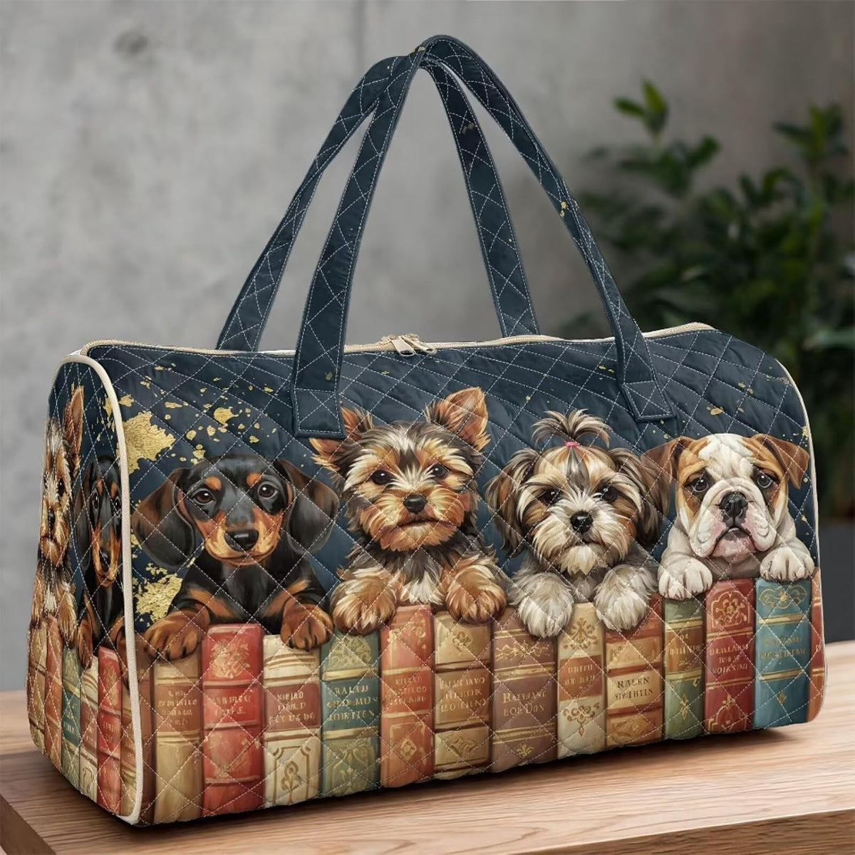 Black Cat Quilted Tote Bag Duffle Bags For Women Travel Quilt Sling Shoulder Bag Large Overnight Hobo Handbag for Work Gym Sport