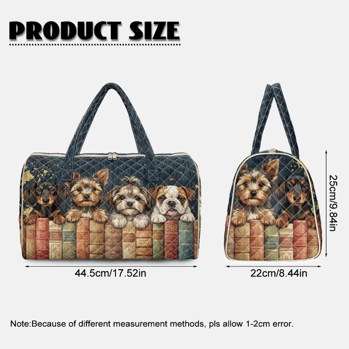Black Cat Quilted Tote Bag Duffle Bags For Women Travel Quilt Sling Shoulder Bag Large Overnight Hobo Handbag for Work Gym Sport