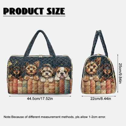 Black Cat Quilted Tote Bag Duffle Bags For Women Travel Quilt Sling Shoulder Bag Large Overnight Hobo Handbag for Work Gym Sport