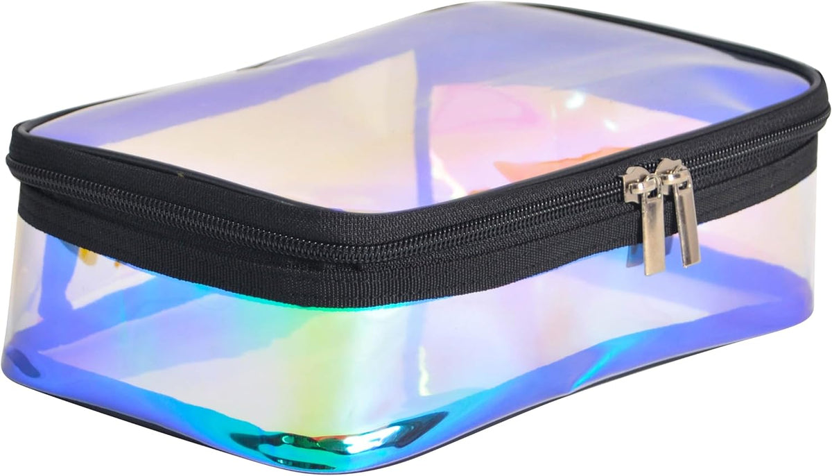 Portable Zippered Transparent Vinyl Travel Cosmetic Bag Clear PVC Makeup Kits Organizer Utility Pouch See Through Plastic TSA Approved Toiletry Carry Pouch