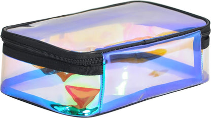Portable Zippered Transparent Vinyl Travel Cosmetic Bag Clear PVC Makeup Kits Organizer Utility Pouch See Through Plastic TSA Approved Toiletry Carry Pouch