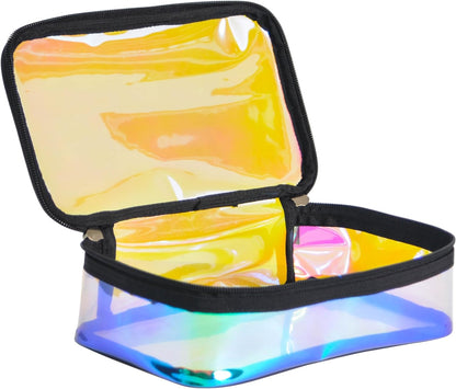 Portable Zippered Transparent Vinyl Travel Cosmetic Bag Clear PVC Makeup Kits Organizer Utility Pouch See Through Plastic TSA Approved Toiletry Carry Pouch