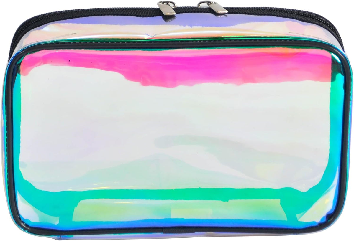 Portable Zippered Transparent Vinyl Travel Cosmetic Bag Clear PVC Makeup Kits Organizer Utility Pouch See Through Plastic TSA Approved Toiletry Carry Pouch