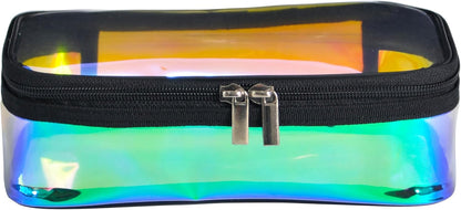 Portable Zippered Transparent Vinyl Travel Cosmetic Bag Clear PVC Makeup Kits Organizer Utility Pouch See Through Plastic TSA Approved Toiletry Carry Pouch