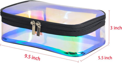 Portable Zippered Transparent Vinyl Travel Cosmetic Bag Clear PVC Makeup Kits Organizer Utility Pouch See Through Plastic TSA Approved Toiletry Carry Pouch