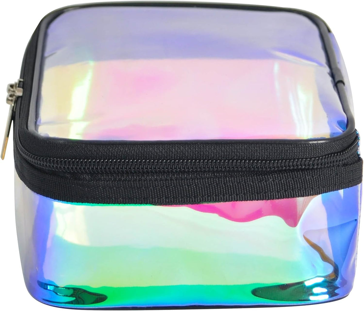 Portable Zippered Transparent Vinyl Travel Cosmetic Bag Clear PVC Makeup Kits Organizer Utility Pouch See Through Plastic TSA Approved Toiletry Carry Pouch