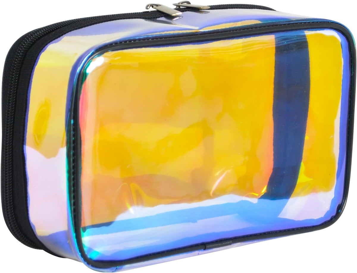 Portable Zippered Transparent Vinyl Travel Cosmetic Bag Clear PVC Makeup Kits Organizer Utility Pouch See Through Plastic TSA Approved Toiletry Carry Pouch