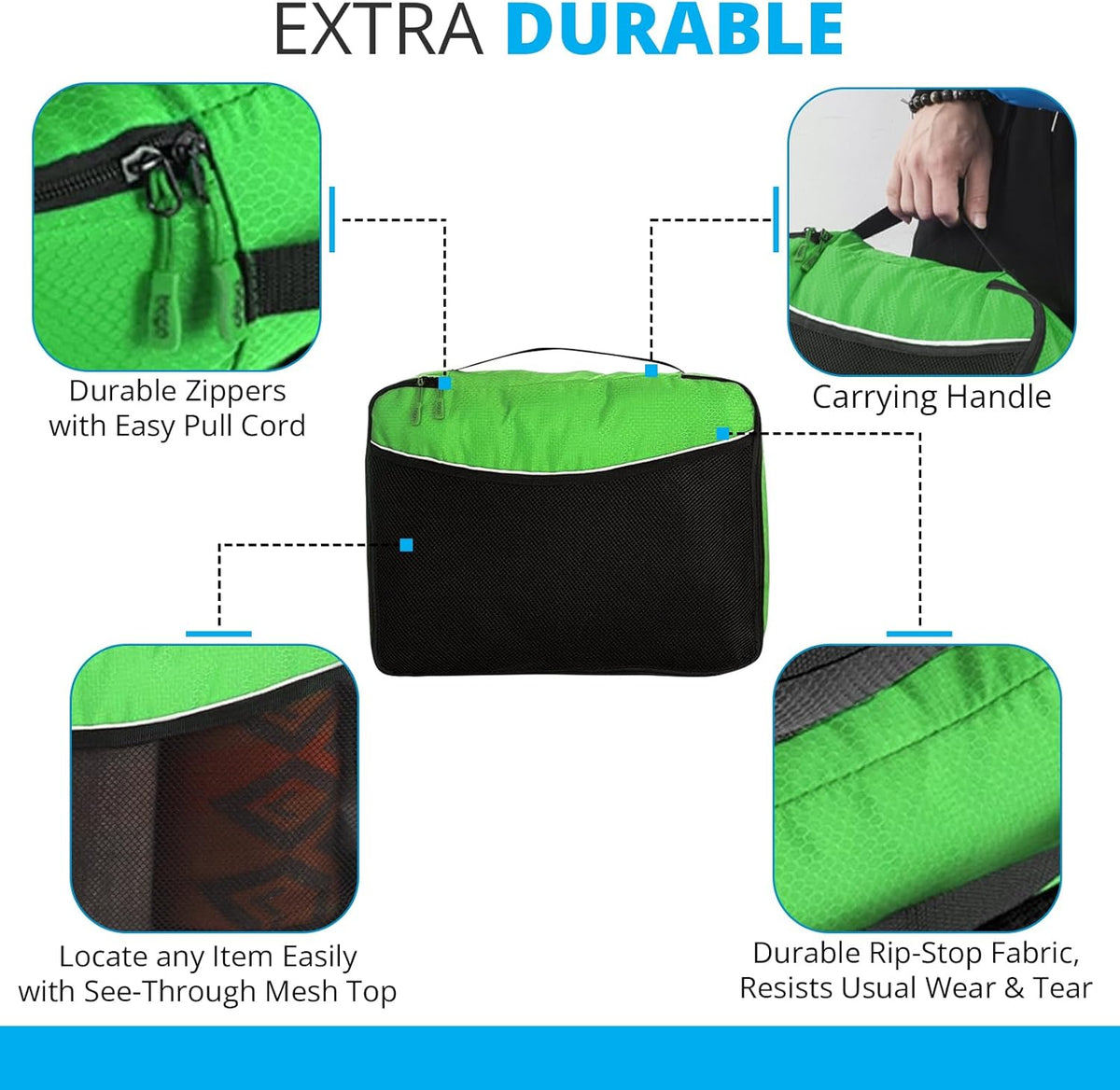bago 7 Pcs Packing Cubes for Travel - 4 Travel Packing Cubes for Suitcases with 3 ZipLock Bags - Luggage Organizer Bags to Get Maximum Storage, Save Time & Effort to Pack (Green Red PurpleYellow)