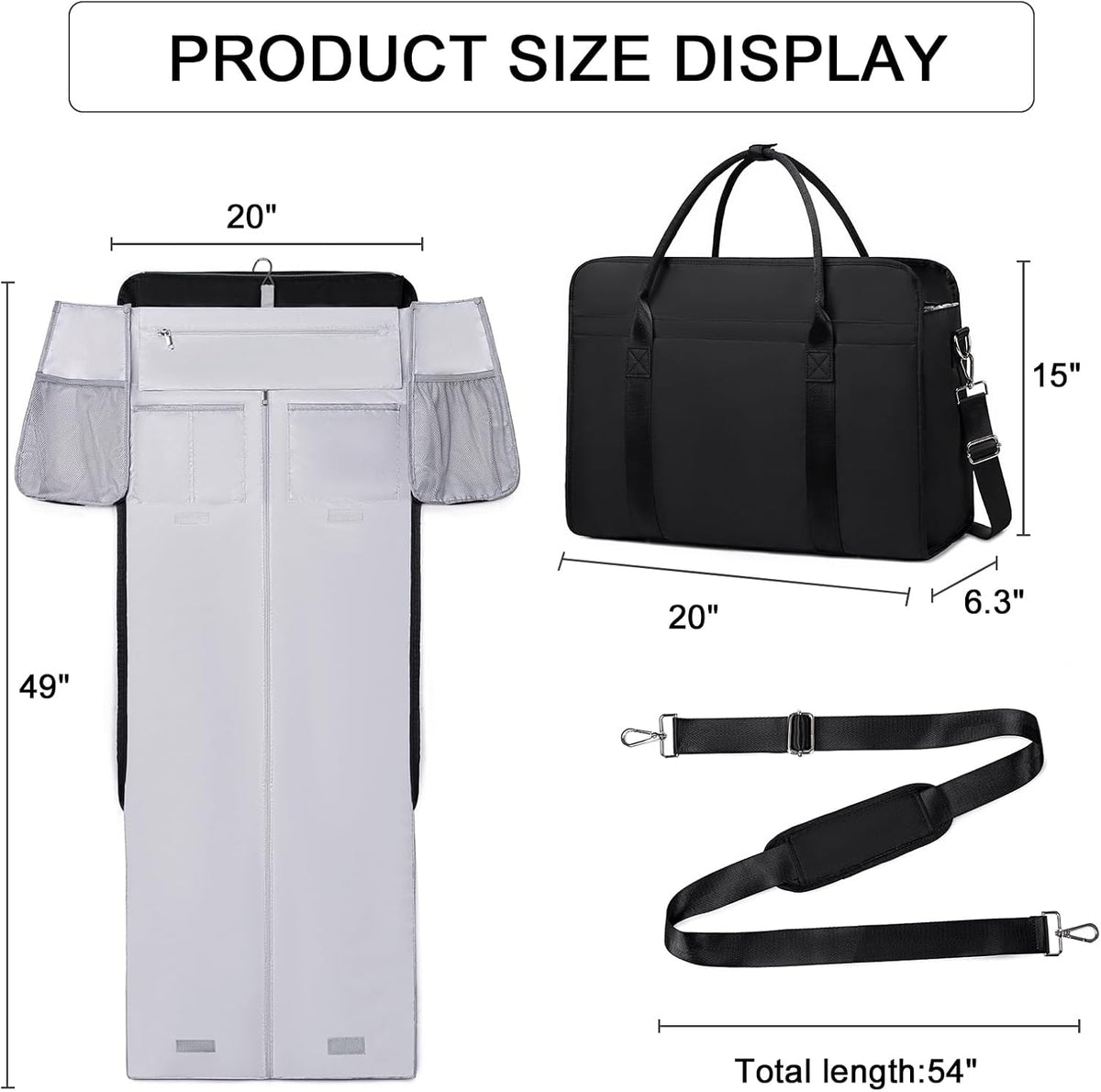 Garment Bags for Travel, Convertible Garment Duffle Bag for Women Men, Carry on Garment Bag Travel Duffel Bag