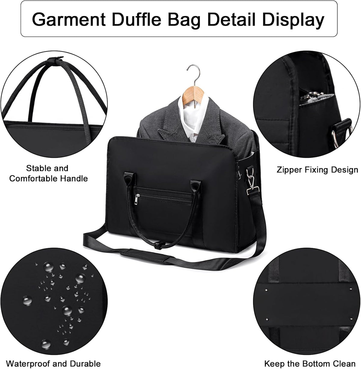 Garment Bags for Travel, Convertible Garment Duffle Bag for Women Men, Carry on Garment Bag Travel Duffel Bag