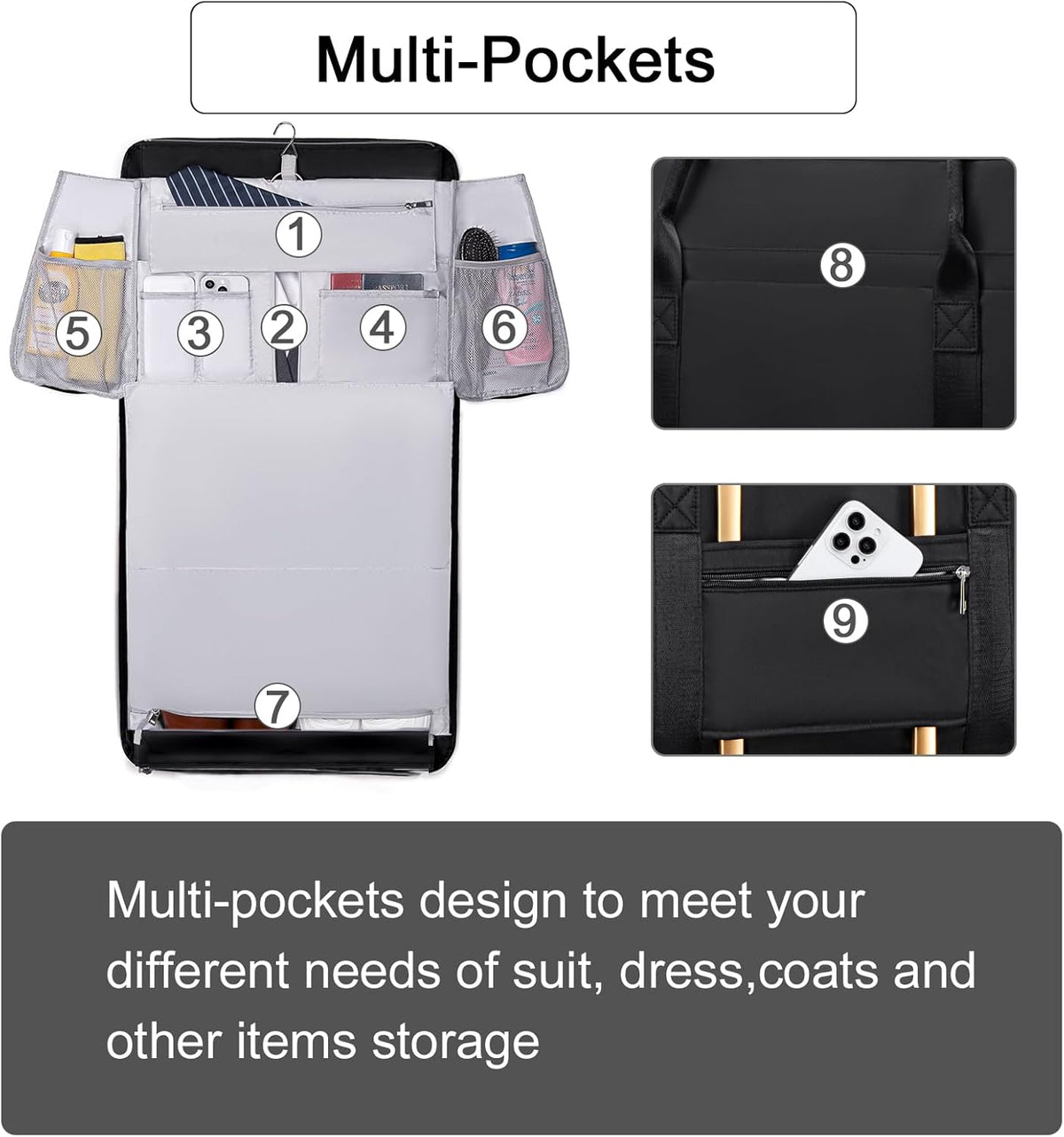 Garment Bags for Travel, Convertible Garment Duffle Bag for Women Men, Carry on Garment Bag Travel Duffel Bag