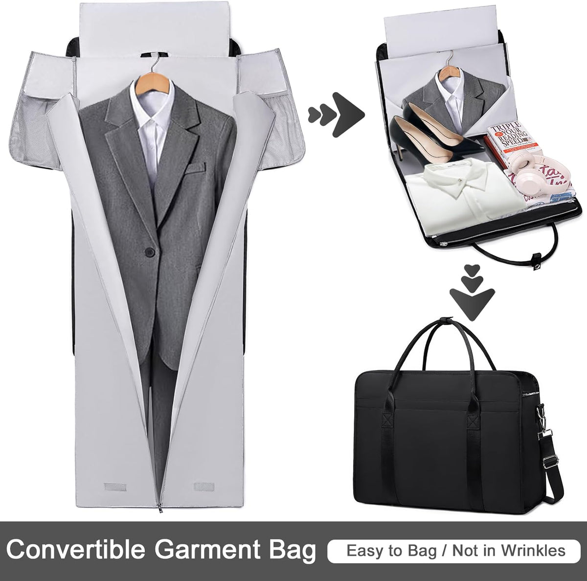 Garment Bags for Travel, Convertible Garment Duffle Bag for Women Men, Carry on Garment Bag Travel Duffel Bag