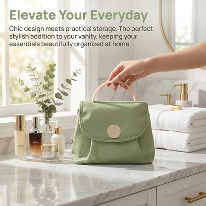 Travel Toiletry Bag for Women - Hanging Cosmetic Makeup Organizer with Clear Compartments, Water-Resistant Cosmetic Bag, Perfect for Vacation, and Daily Use (green)