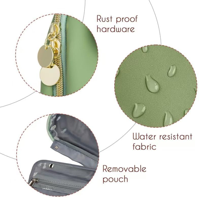 Travel Toiletry Bag for Women - Hanging Cosmetic Makeup Organizer with Clear Compartments, Water-Resistant Cosmetic Bag, Perfect for Vacation, and Daily Use (green)