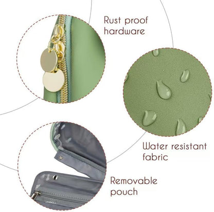 Travel Toiletry Bag for Women - Hanging Cosmetic Makeup Organizer with Clear Compartments, Water-Resistant Cosmetic Bag, Perfect for Vacation, and Daily Use (green)