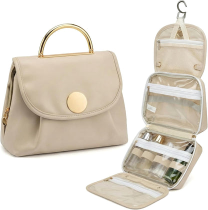 Travel Toiletry Bag for Women - Hanging Cosmetic Makeup Organizer with Clear Compartments, Water-Resistant Cosmetic Bag, Perfect for Vacation, and Daily Use (green)