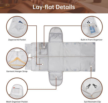 Convertible Garment Duffel Bag for Travel,2 in 1 Weekender Bag Hanging Suitcase for Women with Shoe Compartment, Carry On Suit Bags Travel Duffle Bag Beige