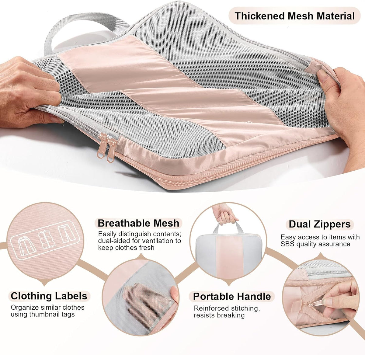 10 Set Compression Packing Cubes for Travel Essentials,Compressible Expandable Space Saver Bags for Organizing Clothes,Luggage Suitcase Garment Bags with Over 1000 pcs Mesh Holes(Black)
