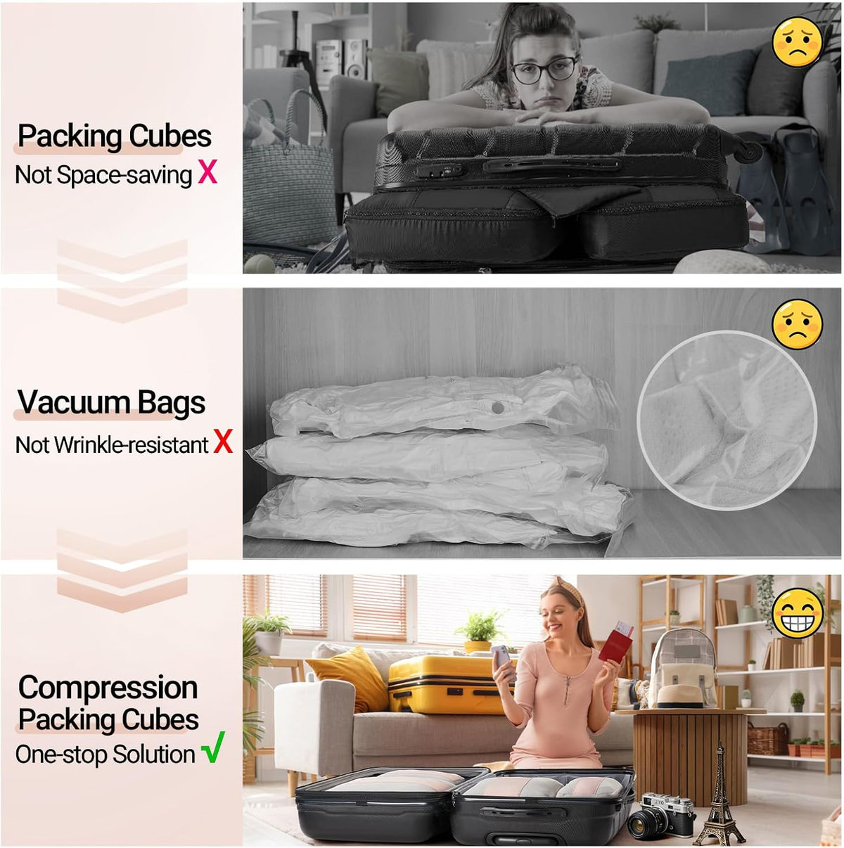 10 Set Compression Packing Cubes for Travel Essentials,Compressible Expandable Space Saver Bags for Organizing Clothes,Luggage Suitcase Garment Bags with Over 1000 pcs Mesh Holes(Black)