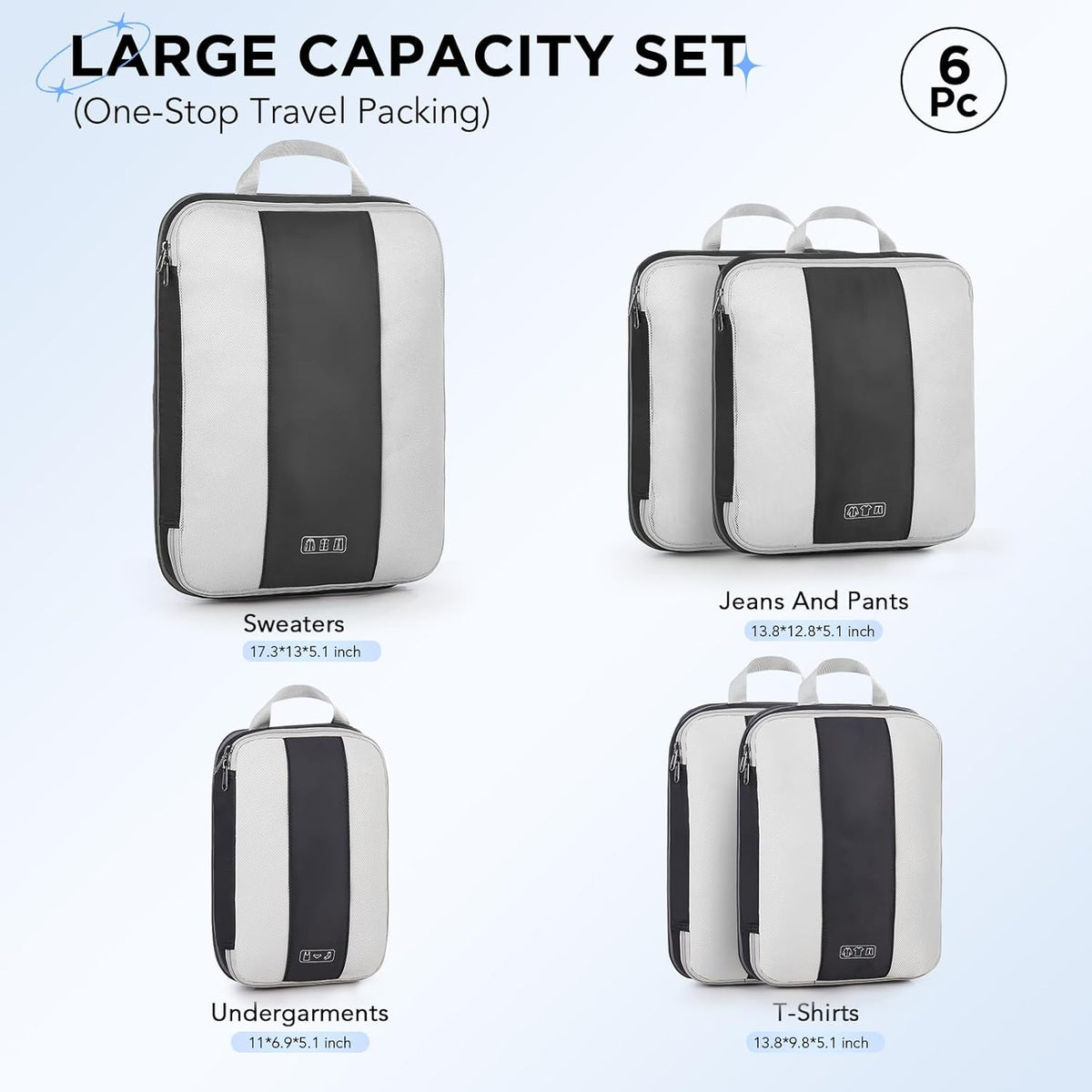 10 Set Compression Packing Cubes for Travel Essentials,Compressible Expandable Space Saver Bags for Organizing Clothes,Luggage Suitcase Garment Bags with Over 1000 pcs Mesh Holes(Black)