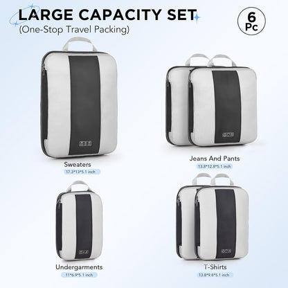 10 Set Compression Packing Cubes for Travel Essentials,Compressible Expandable Space Saver Bags for Organizing Clothes,Luggage Suitcase Garment Bags with Over 1000 pcs Mesh Holes(Black)