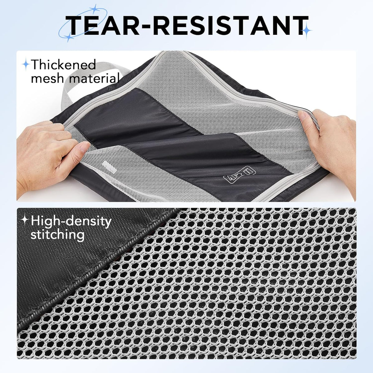 10 Set Compression Packing Cubes for Travel Essentials,Compressible Expandable Space Saver Bags for Organizing Clothes,Luggage Suitcase Garment Bags with Over 1000 pcs Mesh Holes(Black)