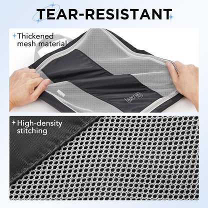 10 Set Compression Packing Cubes for Travel Essentials,Compressible Expandable Space Saver Bags for Organizing Clothes,Luggage Suitcase Garment Bags with Over 1000 pcs Mesh Holes(Black)