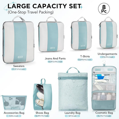 10 Set Compression Packing Cubes for Travel Essentials,Compressible Expandable Space Saver Bags for Organizing Clothes,Luggage Suitcase Garment Bags with Over 1000 pcs Mesh Holes(Black)