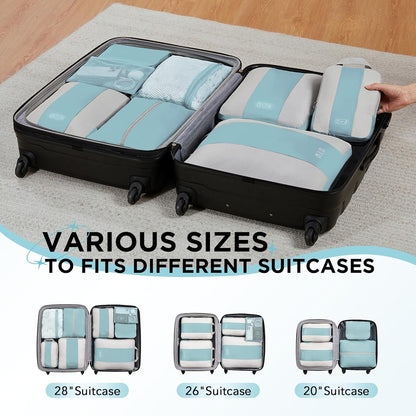 10 Set Compression Packing Cubes for Travel Essentials,Compressible Expandable Space Saver Bags for Organizing Clothes,Luggage Suitcase Garment Bags with Over 1000 pcs Mesh Holes(Black)