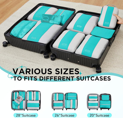 10 Set Compression Packing Cubes for Travel Essentials,Compressible Expandable Space Saver Bags for Organizing Clothes,Luggage Suitcase Garment Bags with Over 1000 pcs Mesh Holes(Black)