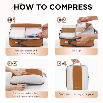 10 Set Compression Packing Cubes for Travel Essentials,Compressible Expandable Space Saver Bags for Organizing Clothes,Luggage Suitcase Garment Bags with Over 1000 pcs Mesh Holes(Black)