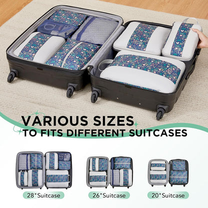 10 Set Compression Packing Cubes for Travel Essentials,Compressible Expandable Space Saver Bags for Organizing Clothes,Luggage Suitcase Garment Bags with Over 1000 pcs Mesh Holes(Black)